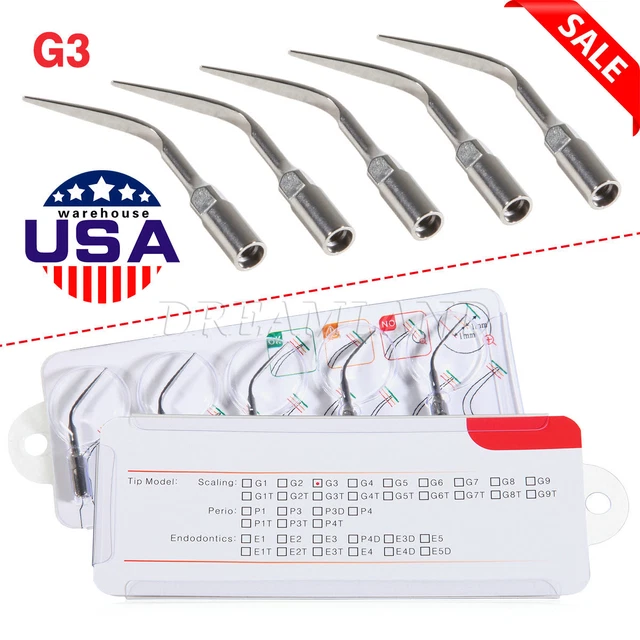1-5pc Dental Ultrasonic Piezo Scaler Insert Tips G3 Fit EMS WOODPECKER Handpiece