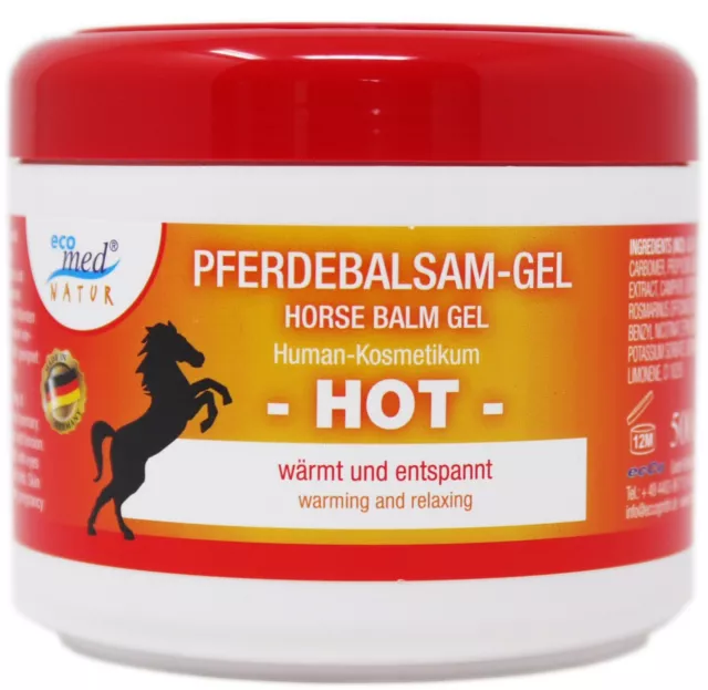 ECOMED Pferdebalsam HOT Gel Pferdesalbe Arnika Kampfer Wärmesalbe 500ml