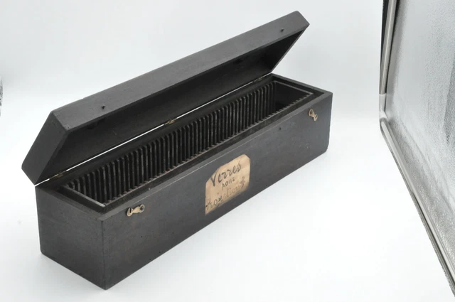 Coffret Ancien En Bois Pour Verres De Projection - Collection Photo Cinéma