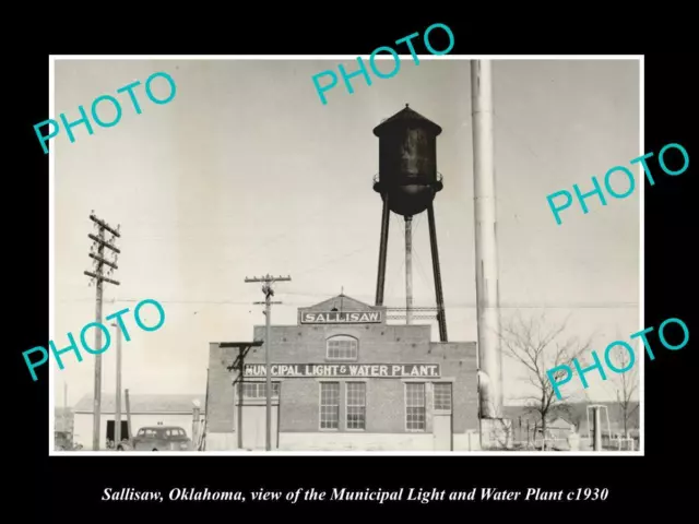 OLD LARGE HISTORIC PHOTO SALLISAW OKLAHOMA USA THE LIGHT & WATER PLANT c1930