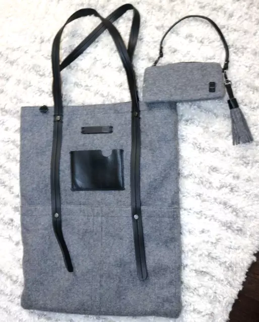 Sherpani Hadley Tote Bag Boiled Wool Gray Work 17" Laptop Bag