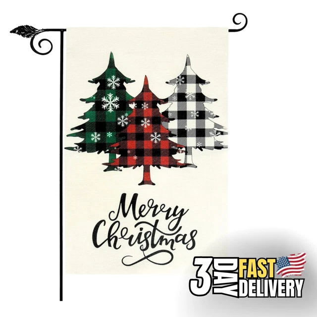 Merry Christmas Garden Flag 12x18 Double Sided Christmas Tree Winter Flag Decor