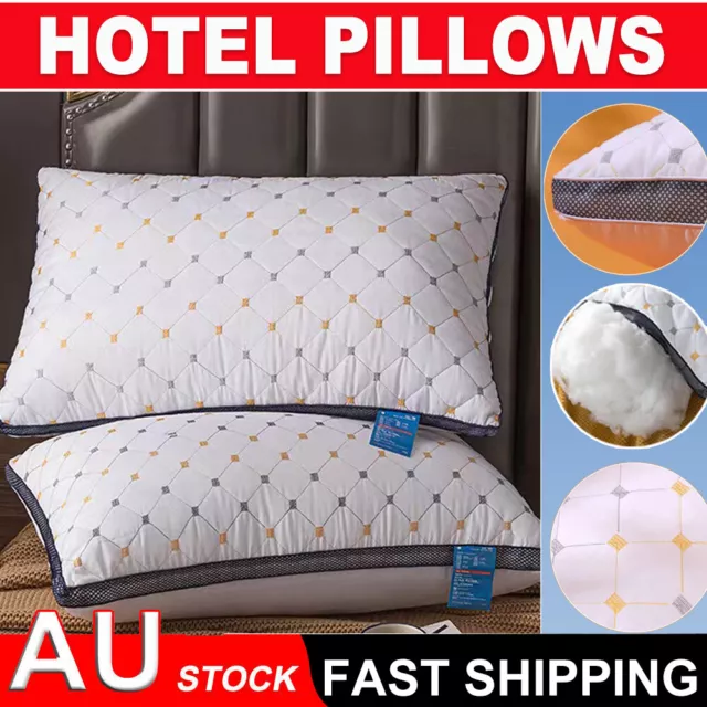 2/4/6Pack Pillows Checked With 100% Cotton Cover Adjustable Filler Hotel Quality