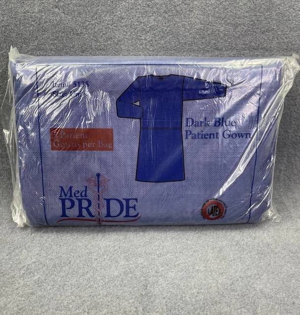 Medpride Latex Free Dark Blue Medical Patient Gowns 5 per order
