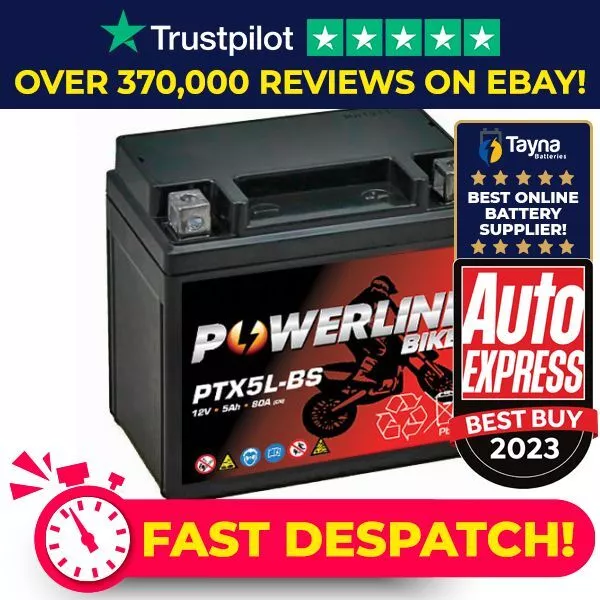 PTX5L-BS Replaces YTX5L-BS Motorcycle Scooter Motorbike Battery Warranty Gel