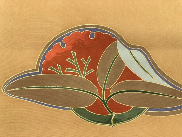 6290140: Japanese Kimono / Antique Nagoya Obi / Embroidery / Bamboo Grass