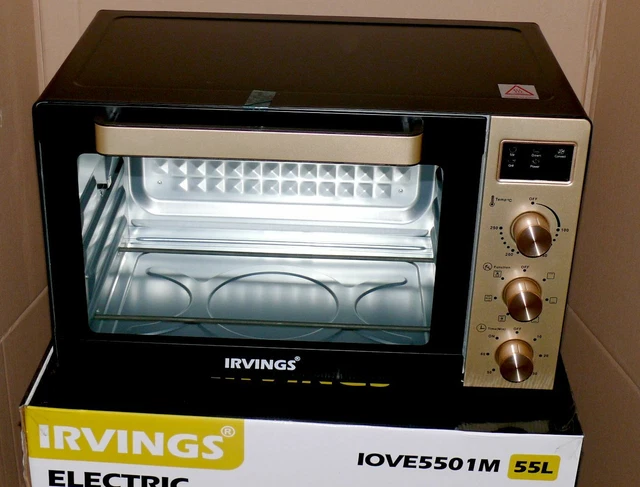 IRVINGS IOVE5501M 55L Backofen Grill Pizza Drehspieß 250°C 60Min 1700W LCD BLK