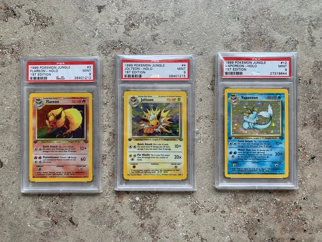 Flareon, Jolteon, Vaporeon 1. Edition Holo PSA 9 1999 Pokemon Jungle