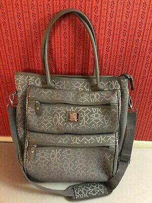 Anne Klein Luggage Carry On Concierge Bag Overnight Gray/Silver Pre-Owned