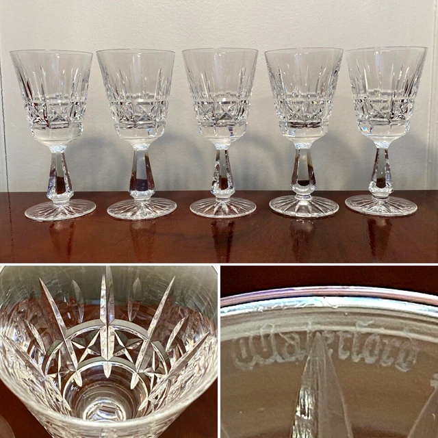 Vintage Set of 5 WATERFORD CRYSTAL Kylemore 6" Claret Wine Glasses IRELAND