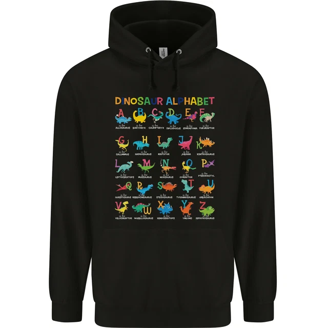 Felpa con cappuccio bambini alfabeto dinosauro T-Rex divertente bambini