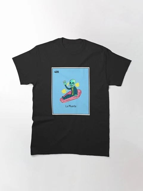 La Muerte Loteria Mexican Bingo T-Shirt Novelty Family Funny Black Tee New