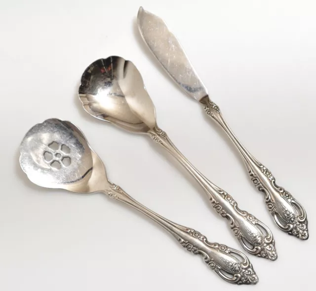 3 Piece Serving Set Oneida Community Stainless MICHELANGELO Flatware