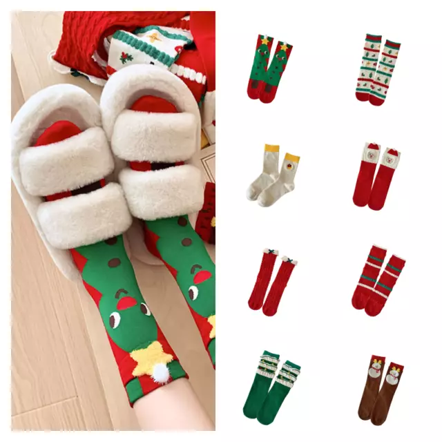 Christmas-themed Mid-calf Socks Soft Cotton Material No Bone Sewing
