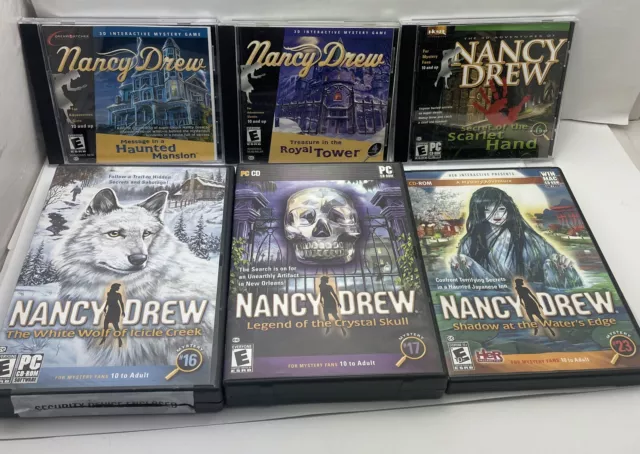 Lot of 6 Nancy Drew Computer PC Games # 3, 4, 6, 16, 17, 23 Interactive Mystery