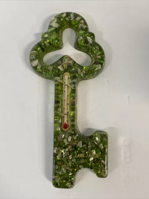Vintage Abalone Lucite Key Wall Hanging Thermometer Lake Tahoe Collectible