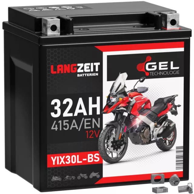 Langzeit YIX30L-BS Motorradbatterie GEL 12V 32Ah 415A/EN Batterie 83200 83000