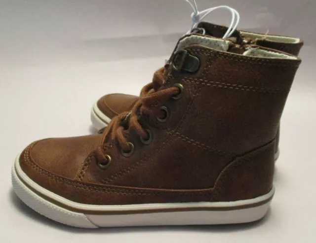 New Cherokee Haywood Toddler Boys 9M Brown E-Z Zip High Top Lace Up Sneakers