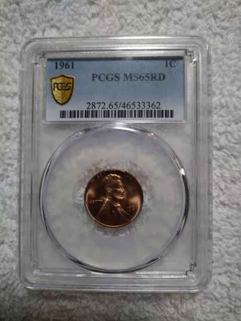 1961 p penny graded by pcgs ms65RD