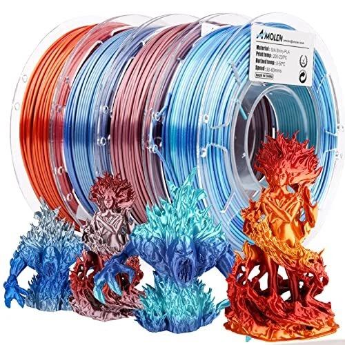 Pla 3d Printer Filamentpla Filament 1.75mmsilk Shiny Filament Bundle Red Goldblu