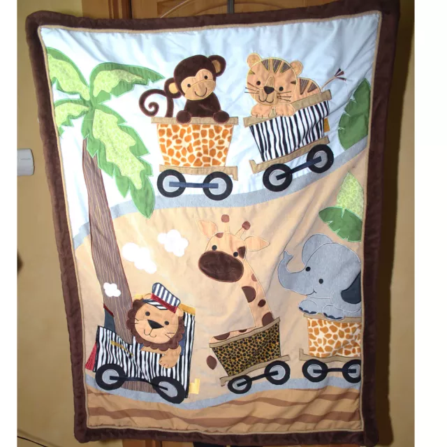 Ropa de cama de safari tren selva e hiedra manta bebé marrón bronceado animal