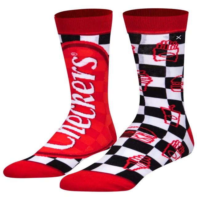 Odd Sox, Men's Funny Designer Brand Fast Food Socks, Checkers Crew, Large Adult