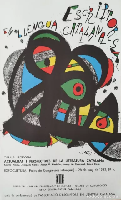 Cartel Litográfico "Miro" ESCRIPTORS EN LLENGUA CATALANA 1982