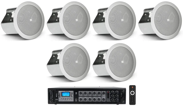 Rockville 6-Zone Commercial/Restaurant Bluetooth Amp+10 White 6.5" Wall