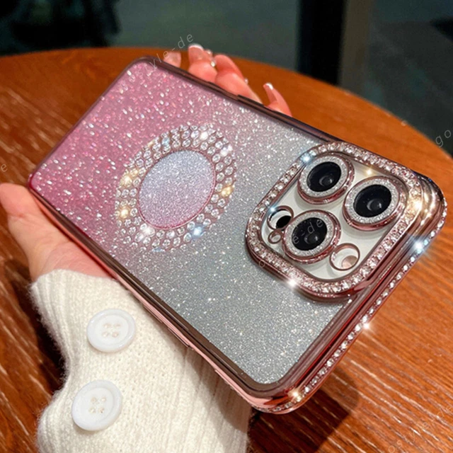 Handyhülle für iPhone 14 13 Pro Max 12 11 Glitzer Diamant Gradinet Silikon Cover
