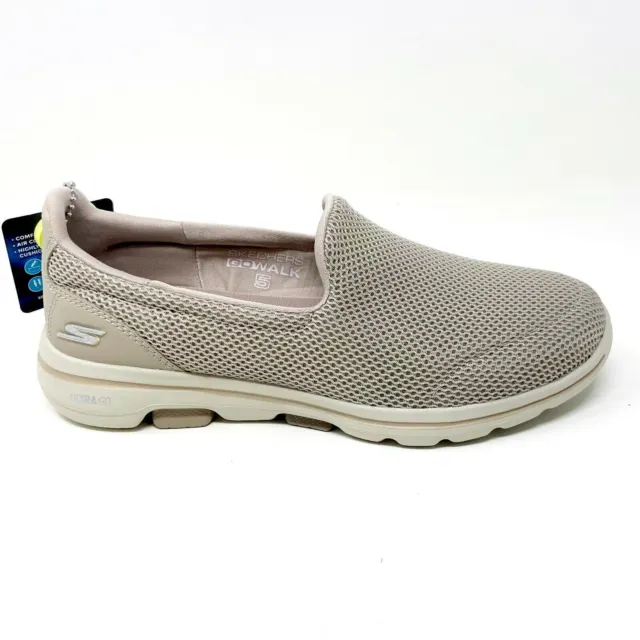 Skechers Go Walk 5 Taupe Womens Wide Width Slip On Shoes