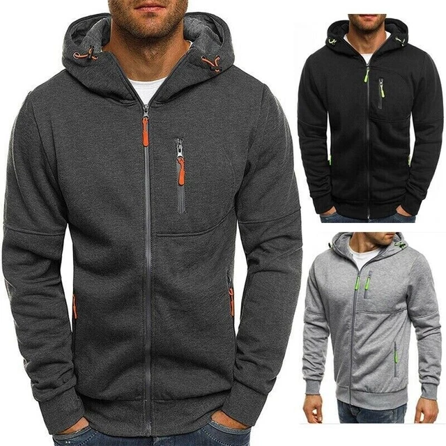 Mens Thick Winter Fleece Cardigan Hoodie Zip Up Hooded Jumper Coat Jacket Sweate