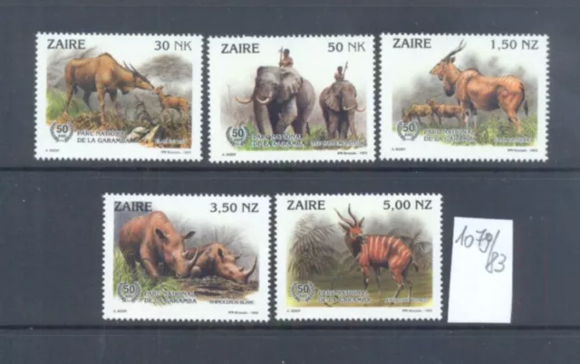 ZAIRE - Mi.Nr.  1079/83  Garamba-Nationalpark  kompl. Ausg. postfrisch