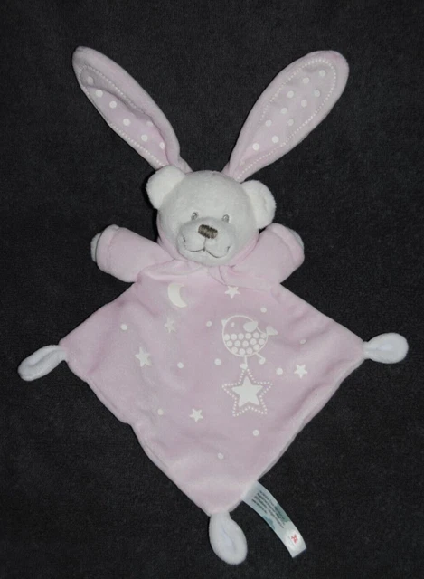Doudou Plat Lapin Ours  Rose SIMBA NICOTOY KIABI Luminescent Capuche Etoile TTBE