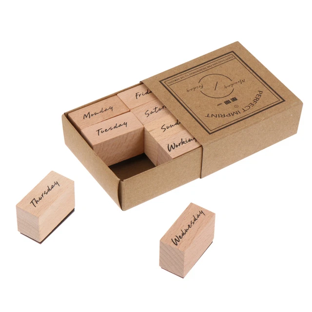 DIY Craft Stamp Rubbber Week Wooden Stamps Scrapbook Decorate