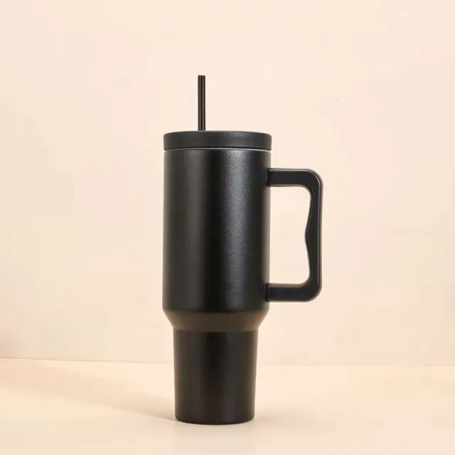 40 OZ tumbler straw lid insulated stinless steel coffee mug travel water bottle