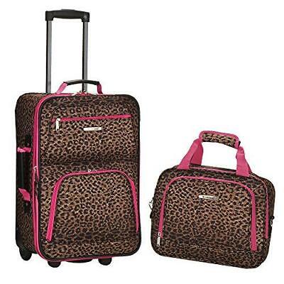 Rockland Fashion Softside Upright Luggage Set, Pink Leopard, 2-Piece (14/19)
