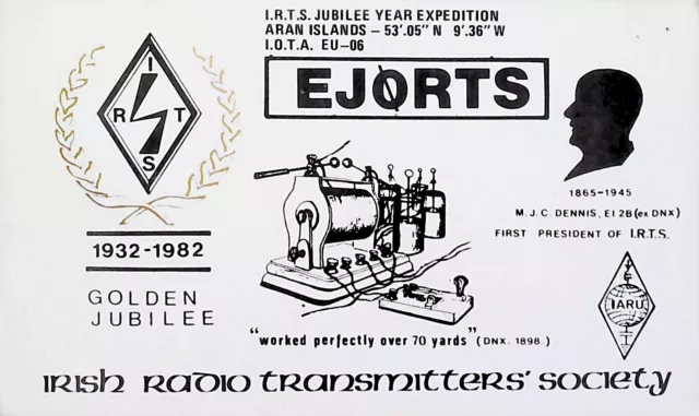 IRELAND IRISH TRANSMITTERS SOC GOLDEN JUBILEE 1982 Amateur Radio QSL Card 15899