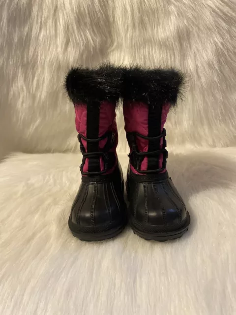 Maple Leaf Husky Canada Snow Boots Girls Size 5 Toddler Pink Black Shoes 2