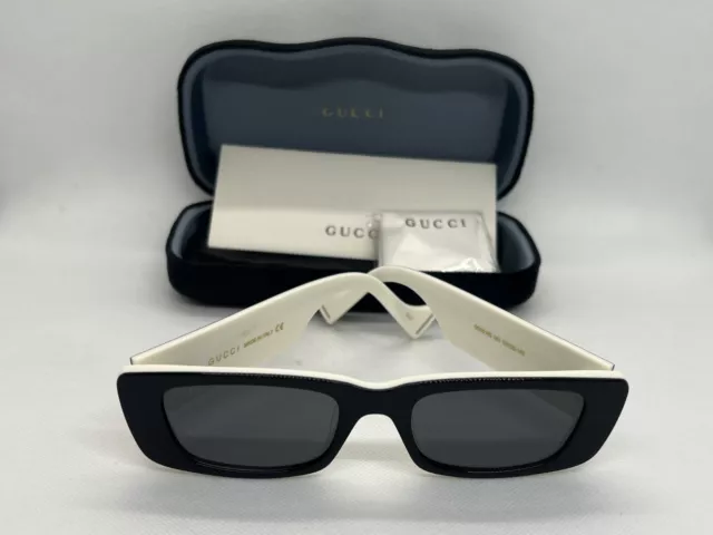 GUCCI GG0516S Sunglasses Black White Grey Square 52mm Women's Authentic New