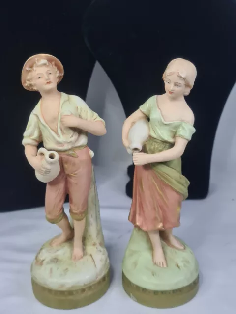 Pair of Post 1919 Royal Dux Figures of a Man & Woman Drinking Model Nr:2223 2224