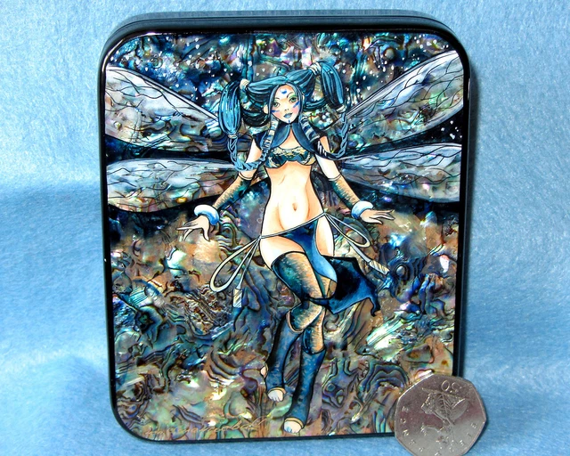 Russo Laccato Portagioie Unico Dipinto a Mano Cover Carta Blu Manga Fairy Arte