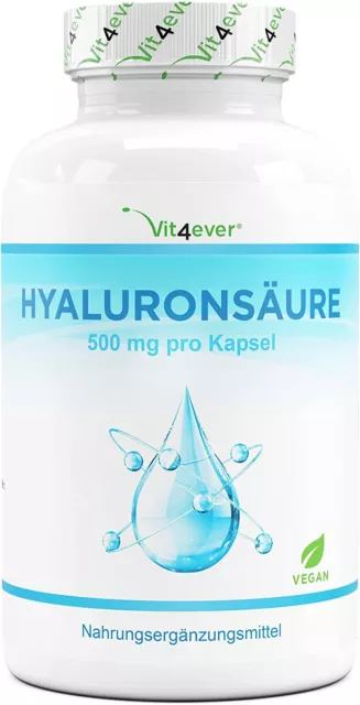 Hyaluronsäure 120 Kapseln á 500 mg pro Kapsel - Vegan Hochdosiert + Laborgeprüft