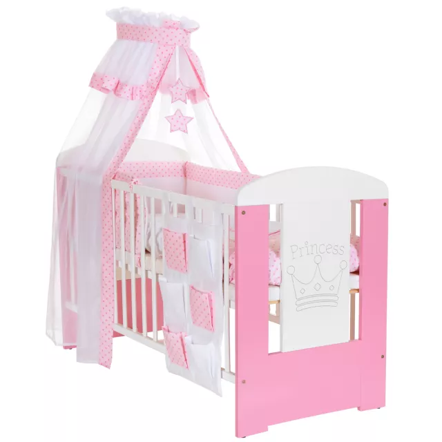 Baby Bettwaesche 135x100 cm 9 Teile Kinder Bettset Nestchen Himmel Stange 2