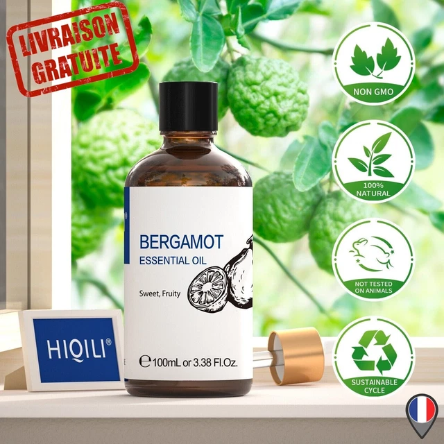 Huile Essentielle de Bergamote 100ml Pure 100% Naturelle Massage Aromathérapie