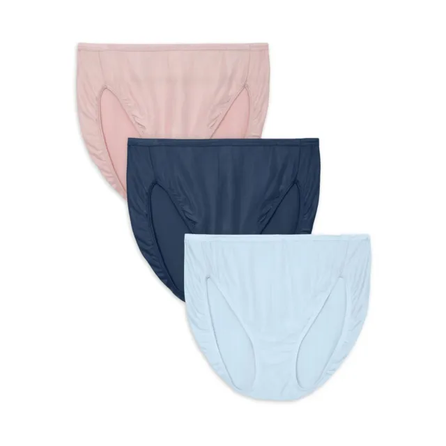 3 Pack Vanity Fair Womens Comfort Stretch Hi-Cut Panty Blue/Ghost Navy/Quartz