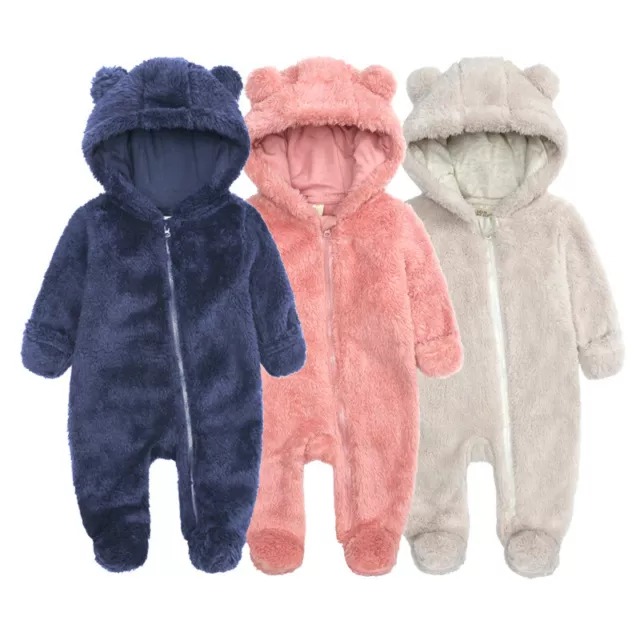 Bear Hooded Romper Jumpsuit Bodysuit Clothes Newborn Baby Boy Girl Outfits