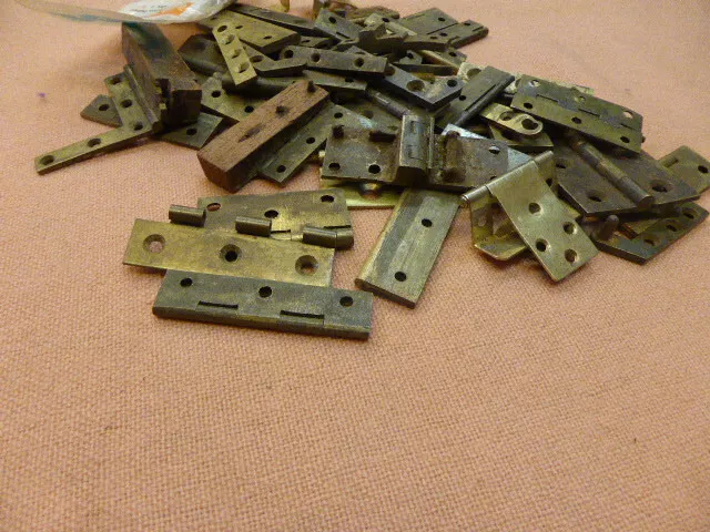 Massive Collection of Dozens of Vintage / Antique Brass Cabinet Hinges/Plates.