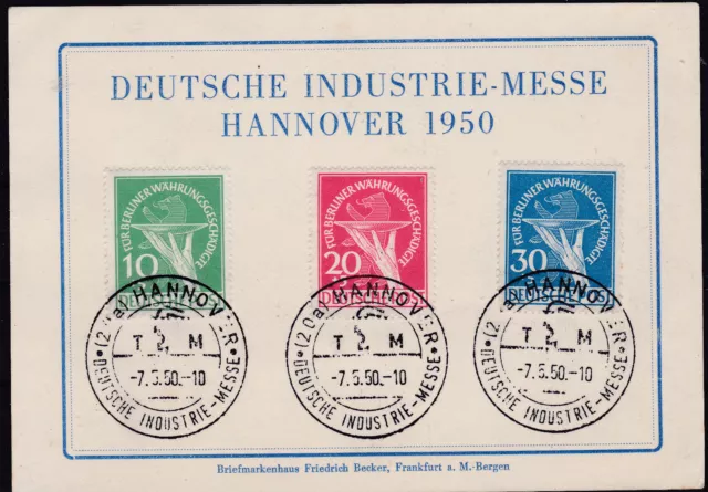 Berlin Nr. 68-70 gestempelt  Karte Industriemesse Hannover