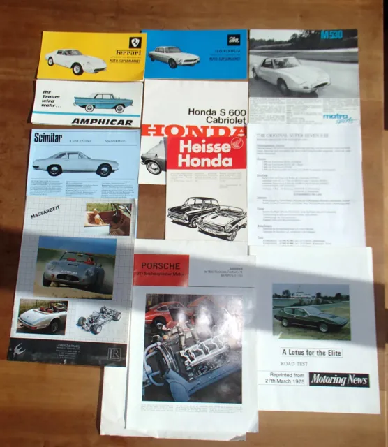 Prospekte - diverse Sportwagen hauptsächlich Mitte 60-er bis Mitte 70-er Jahre