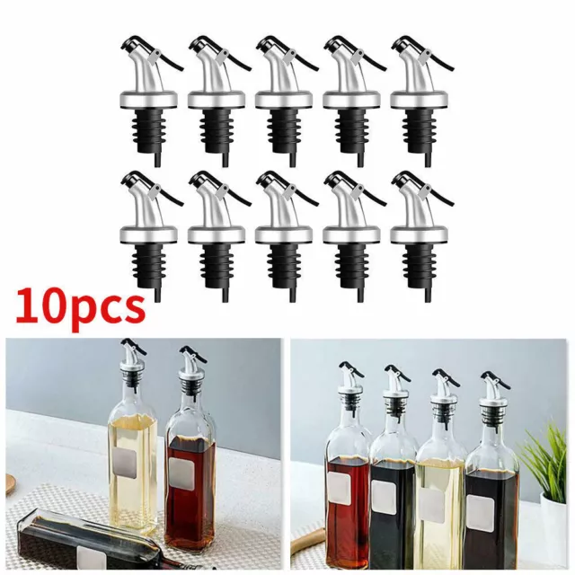 10* Bottle Pourer Spout Stopper Dispenser Liquor Flow Set Wine Olive Oil US